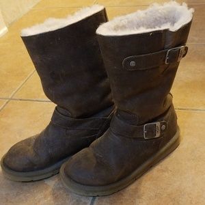 UGG all leather boot with brushed nickel buckle